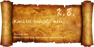 Kanits Benjámin névjegykártya